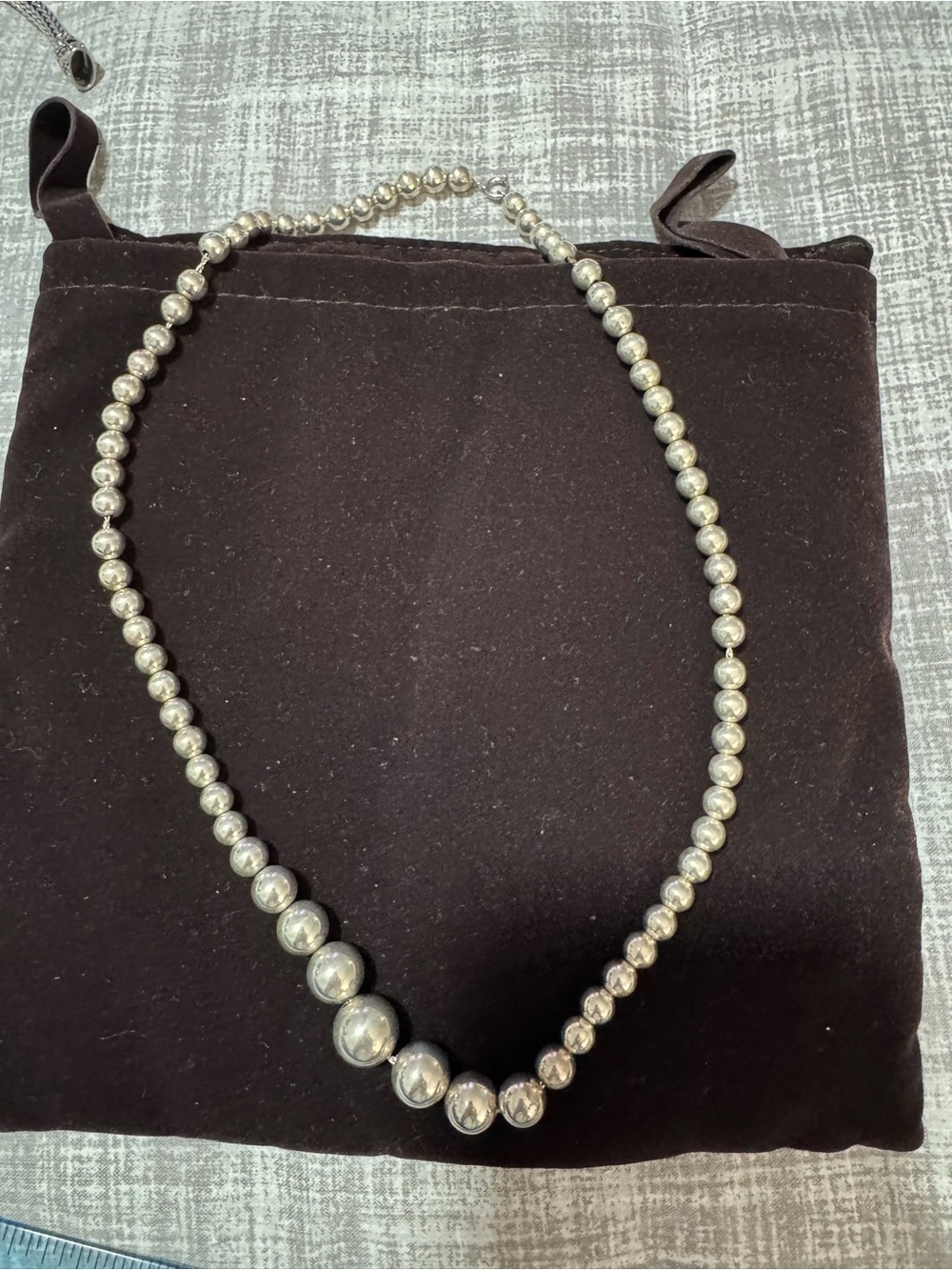 Tiffany & Co. Polished Silver Graduated Bead Necklace